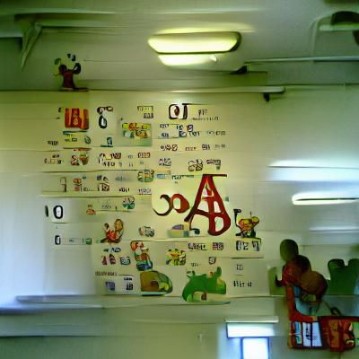 the ABCs on the wall in the classroom