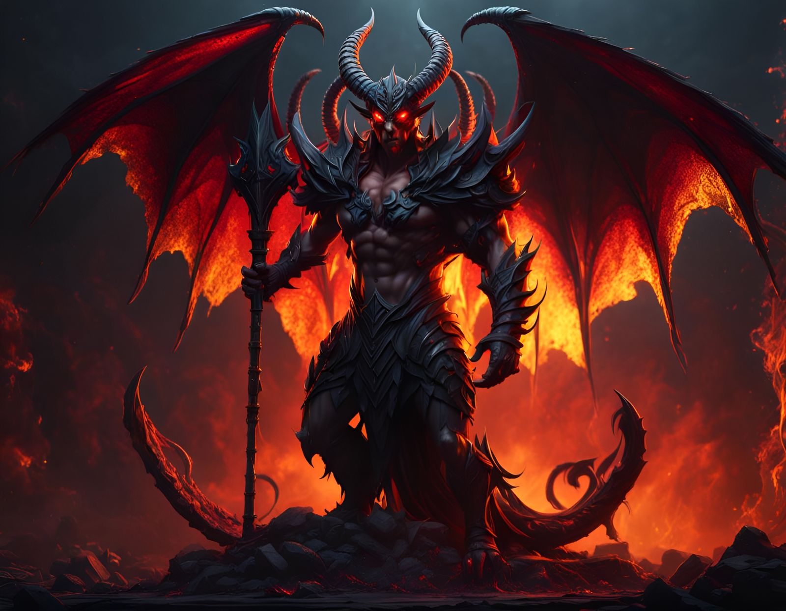 Demon on fire - AI Generated Artwork - NightCafe Creator