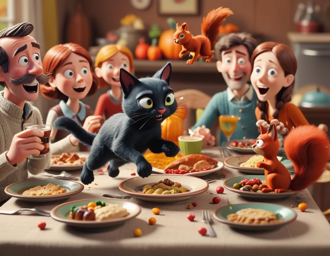When 2 squirrels and a cat interrupt your dinner  by @forge4ward