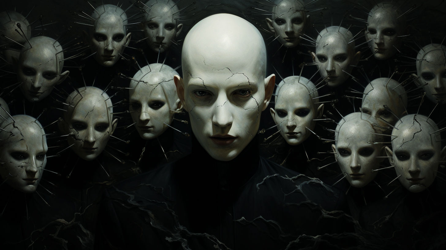 Spectral Sovereignty: Pale Figures Crowned in Haunting Spikes