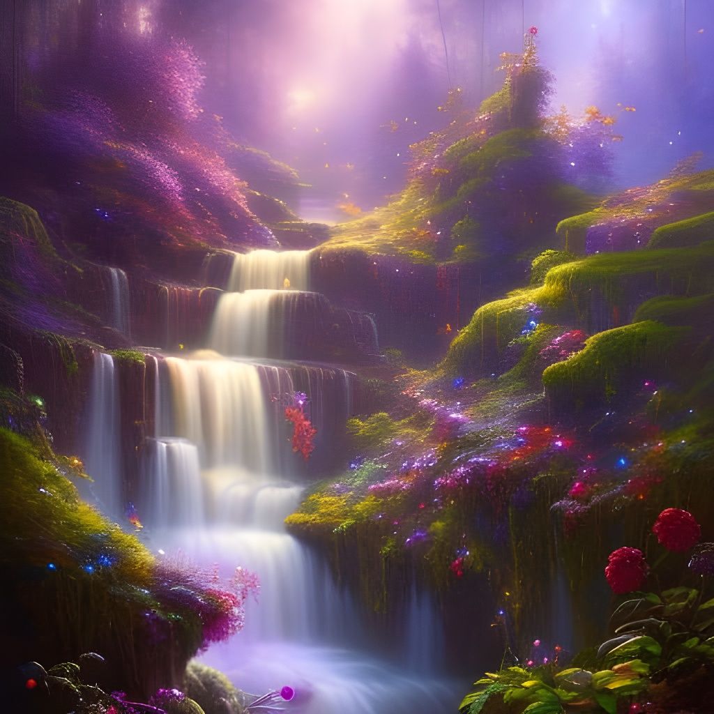 Amethyst Falls - AI Generated Artwork - NightCafe Creator