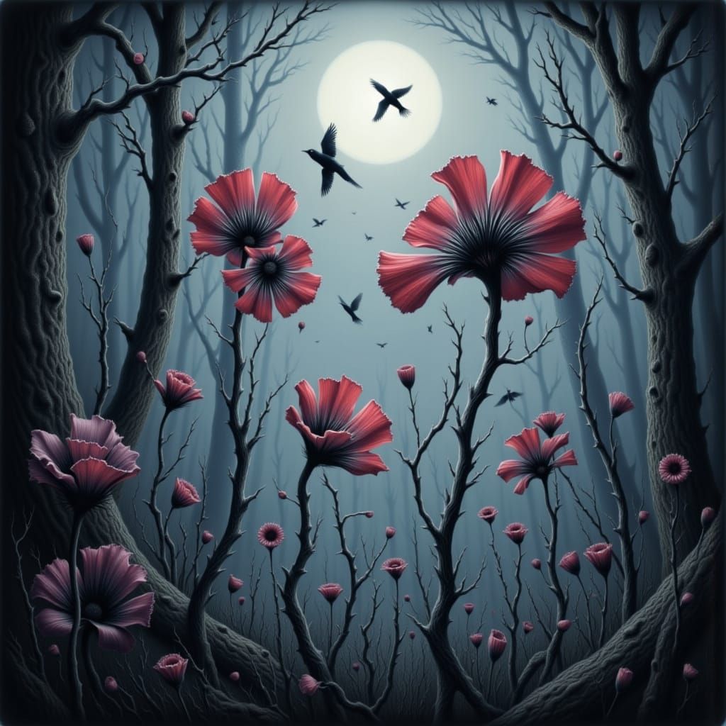 <lora:Grim Flowers:1.0>  Grimm flowers bloom into chilling tales