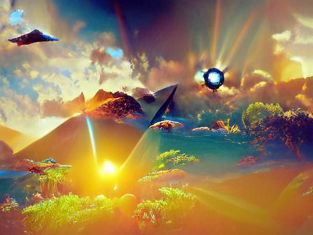 No Man’s Sky Thomas Kinkade sunshine rays VRay