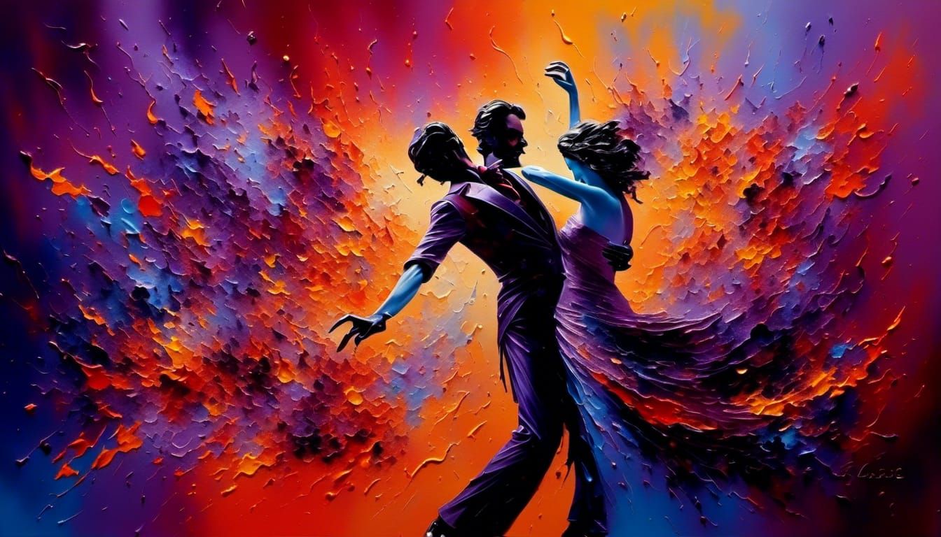 "Let's Dance" abstract art complementary colors fine details...