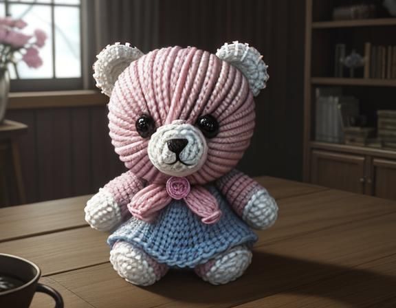 Trans Pride Knitted Teddy Bear: Charming CGSociety Art