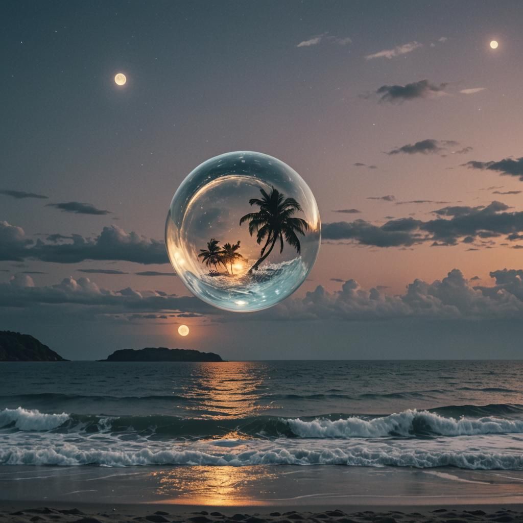 A complete paradise in a bubble infront of the ocean full mo...