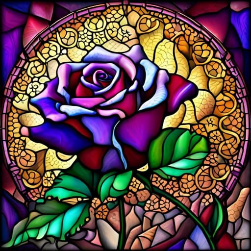 Stained glass purple rose AI Generated Artwork NightCafe Creator