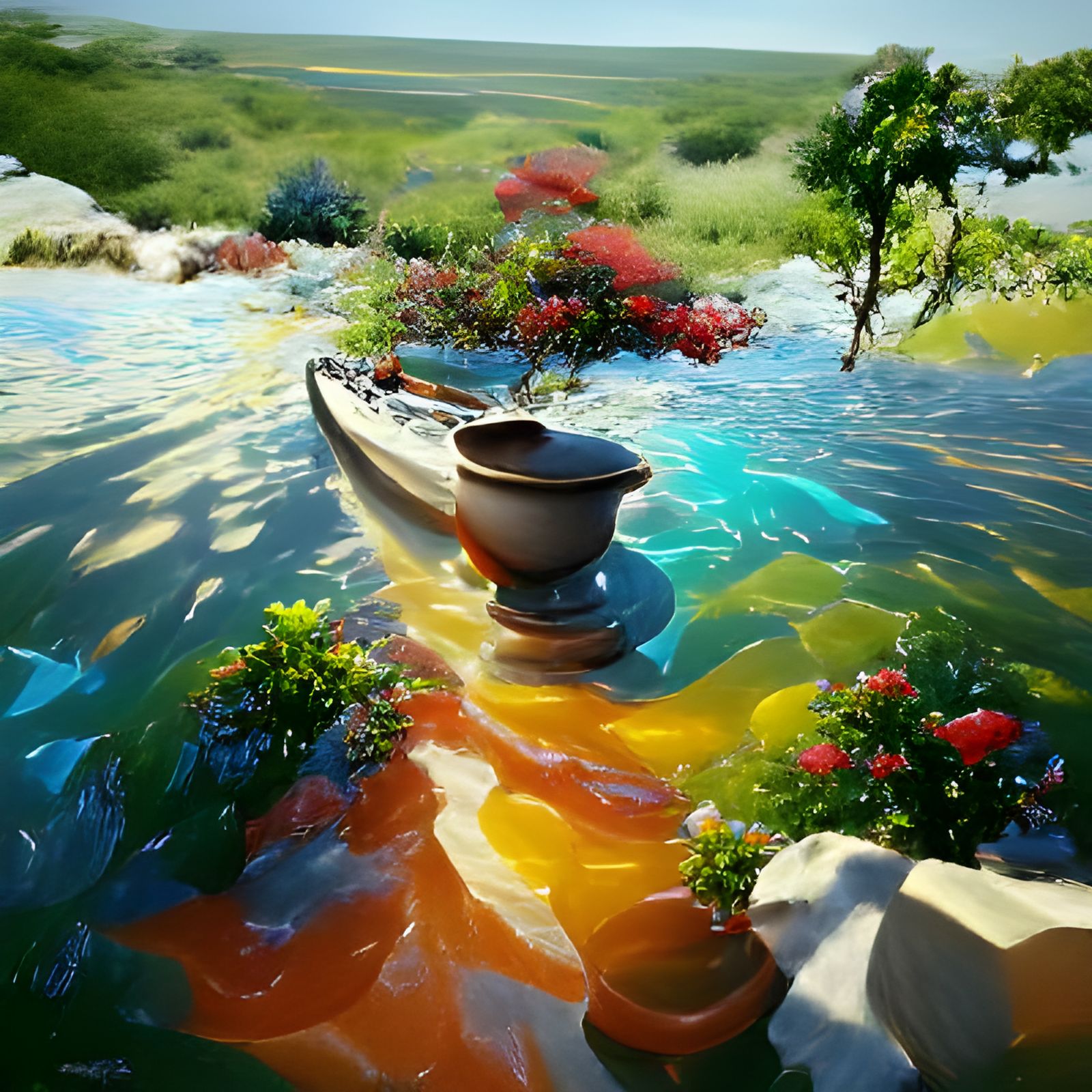Beautiful garden of colored waters