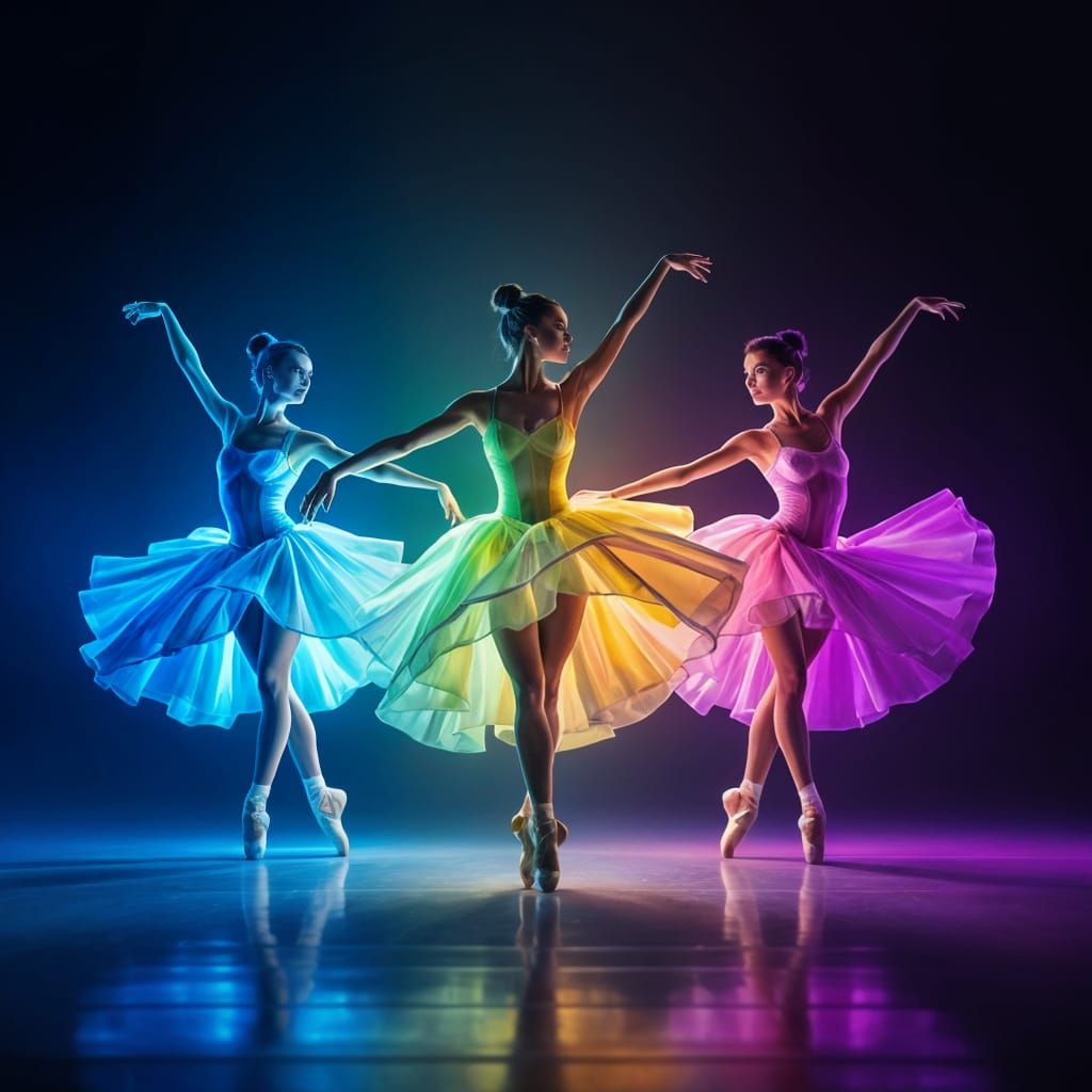  Futuristic Glowing Forms blue, green, yellow, red, purple. ballet dancers-1 like    by @Walker in Twilight