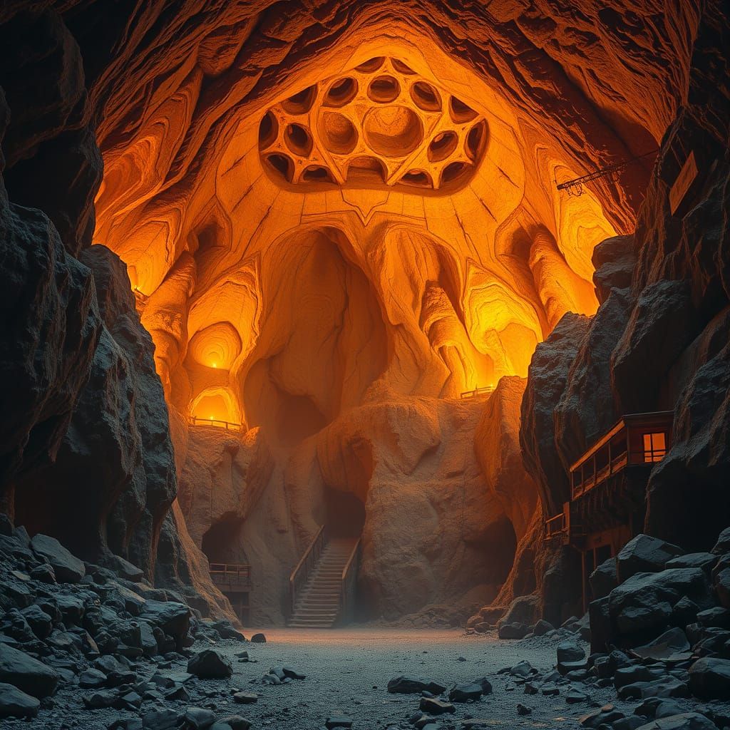 The Heart of the Mountain: A massive, hollow cavern where the stone walls pulse with the slow, steady beat of the earth’s heart, each pulse ...