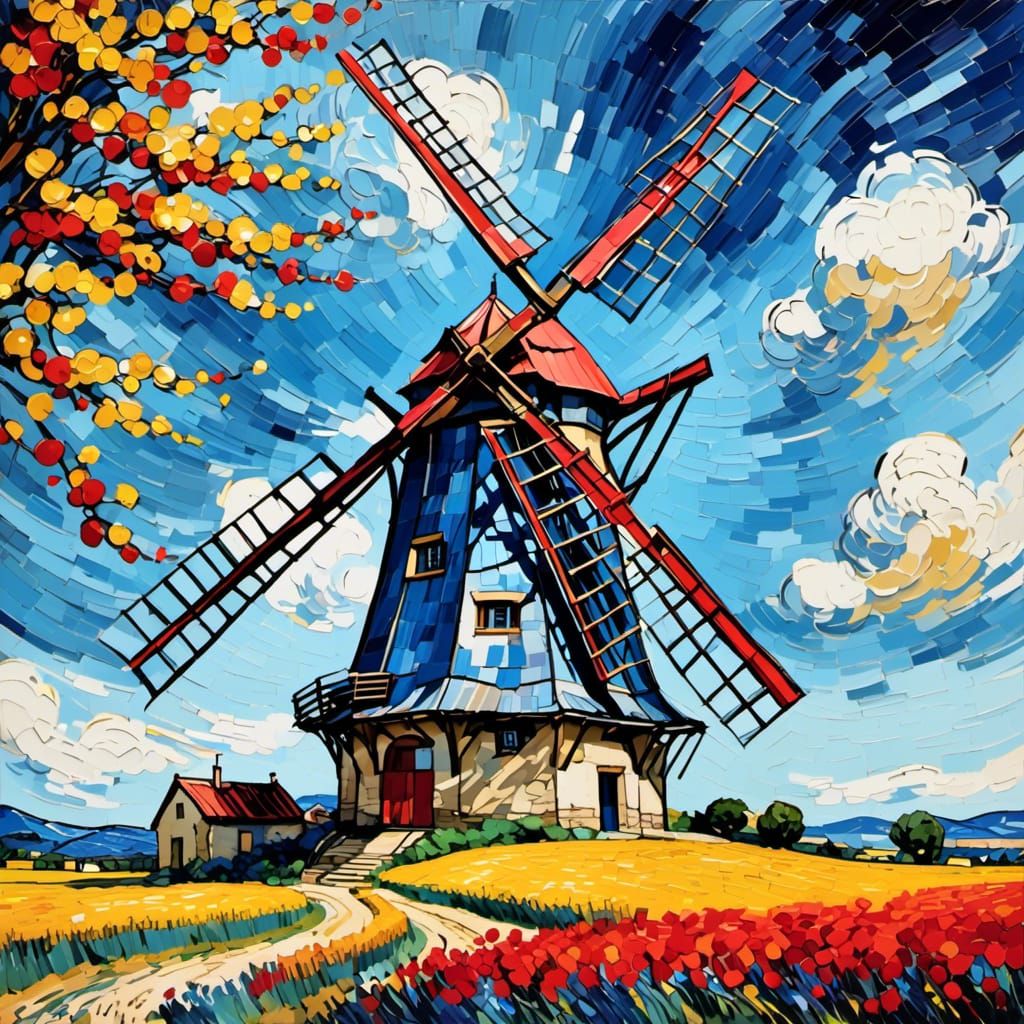 <lora:ColorfulXLv2:1.0>  Windmill  