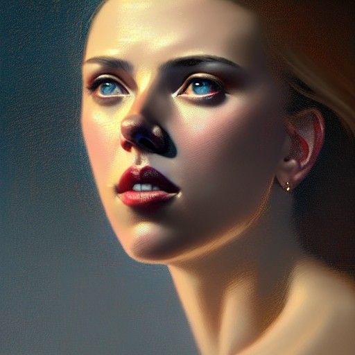 Portrait of Scarlett Johansson by Greg Rutkowski Dan Mumford...