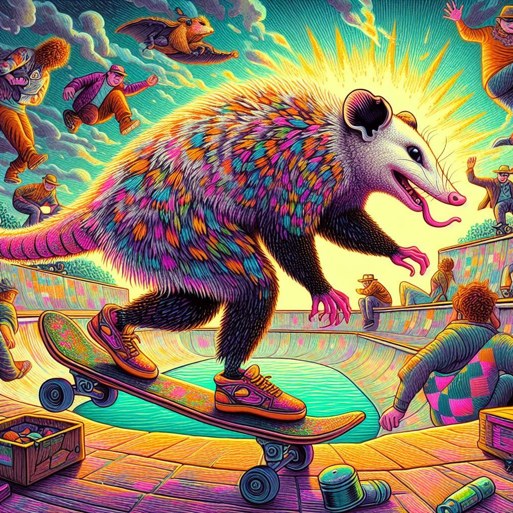 Skateboarding Possum