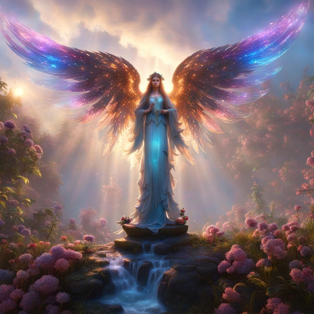 A multi-colored crystal angel