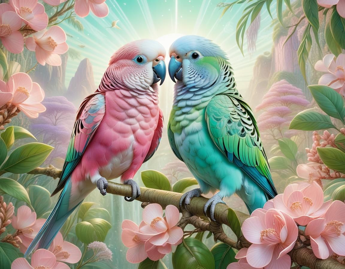 Pastel Parakeets  by @Eve