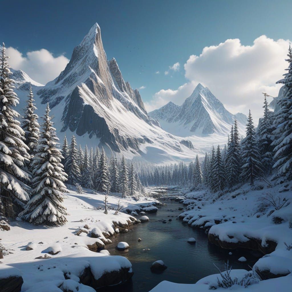 Ethereal Snowscape in Deep Fantasy Style
