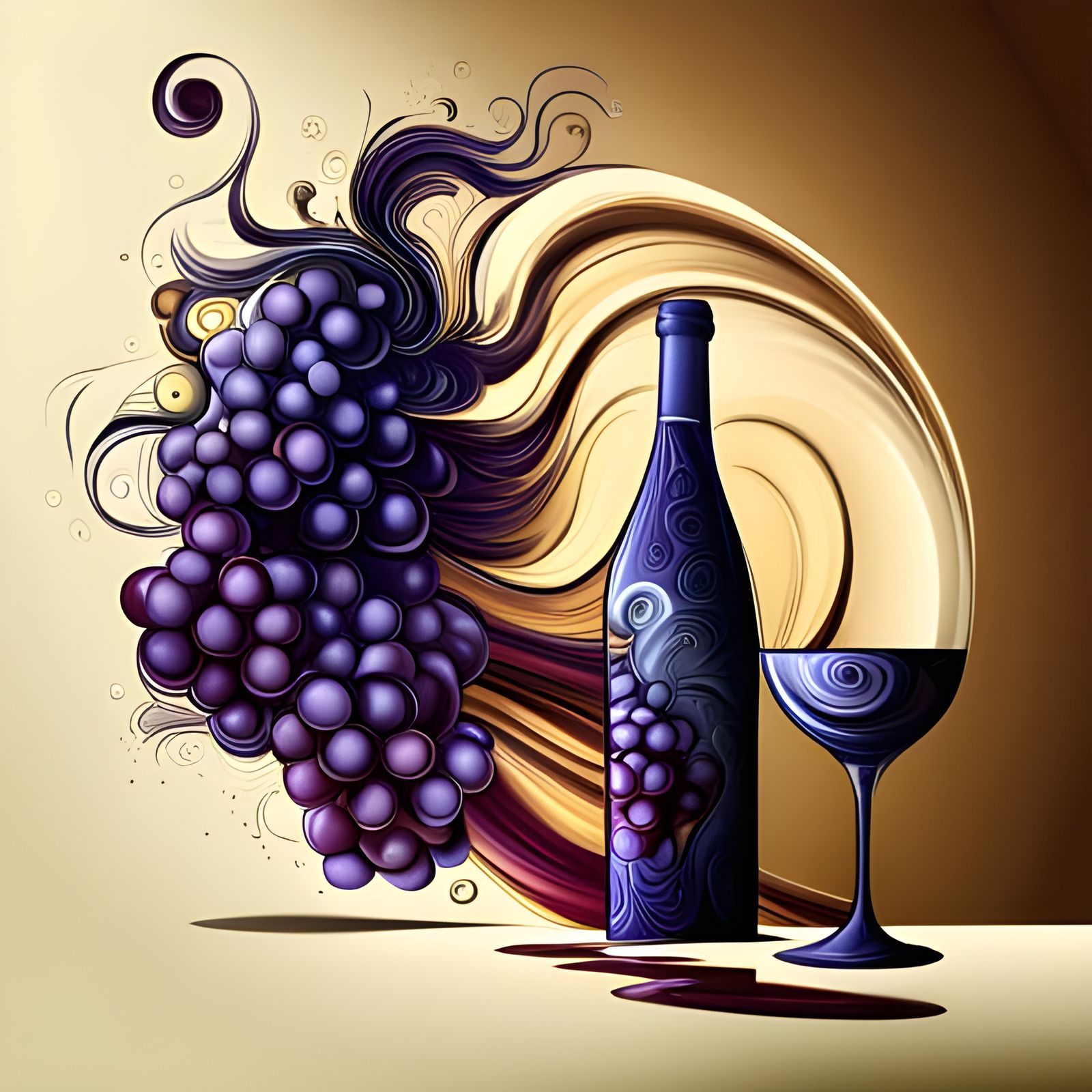 Grapes And Wine - Ai Generated Artwork - Nightcafe Creator