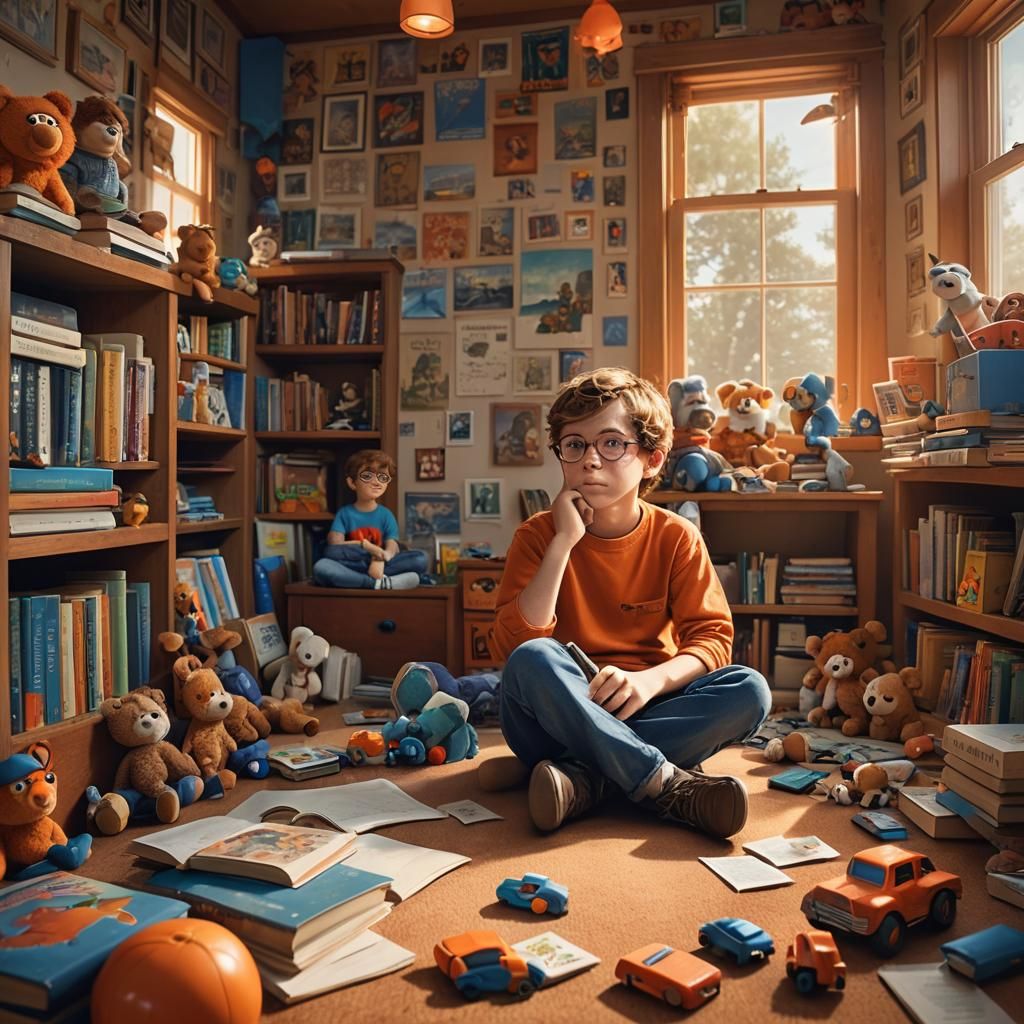 Boy Thinking of Siblings in Greg Rutkowski Style