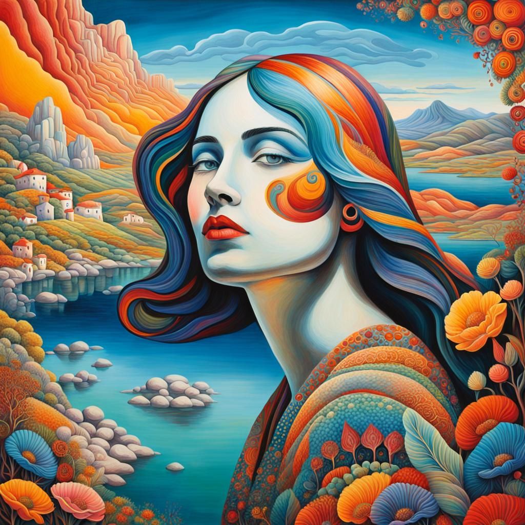 Una mezcla cautivadora y surrealista en colores alegres, del...