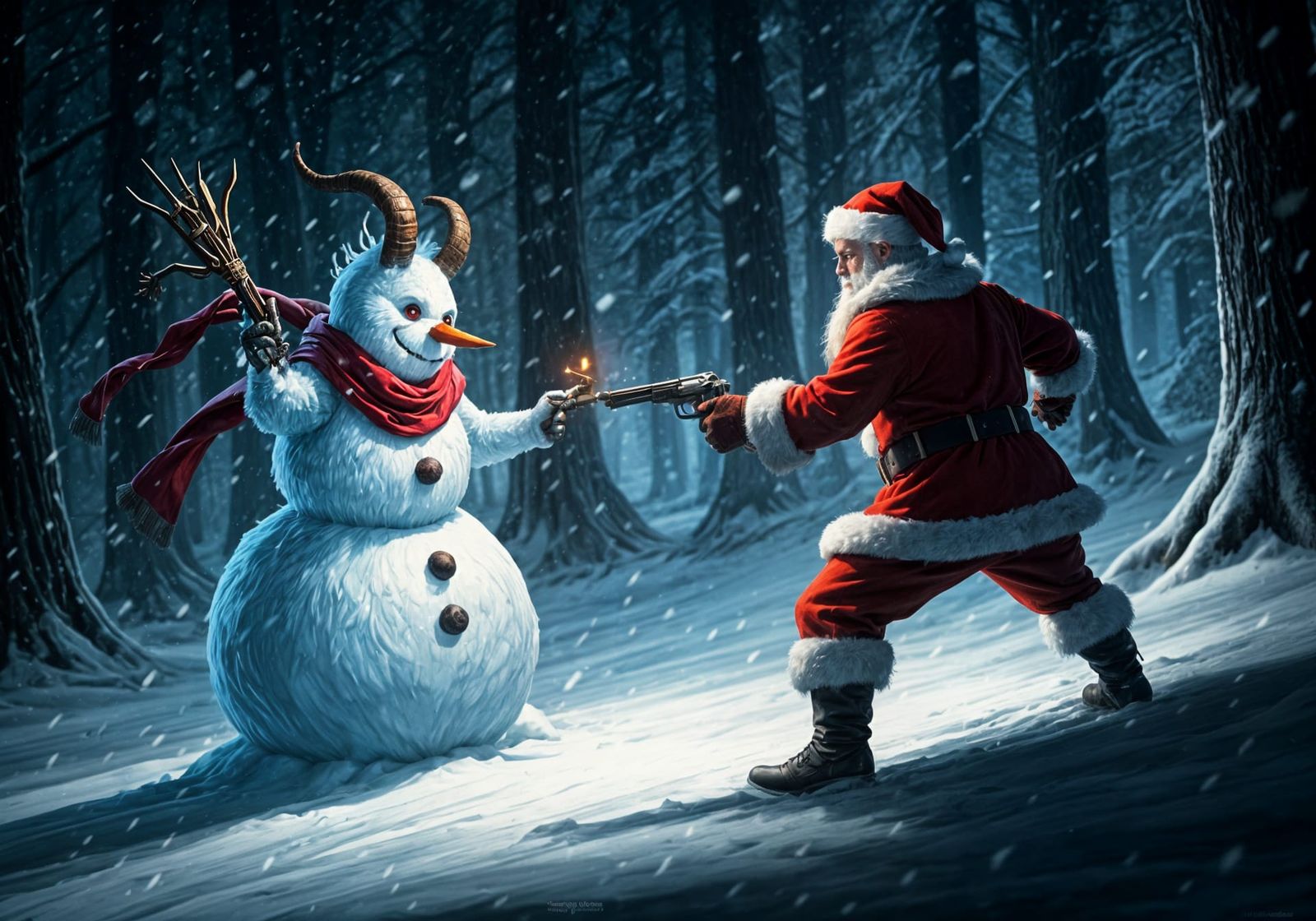 Santa Claus vs snowman  by @photon