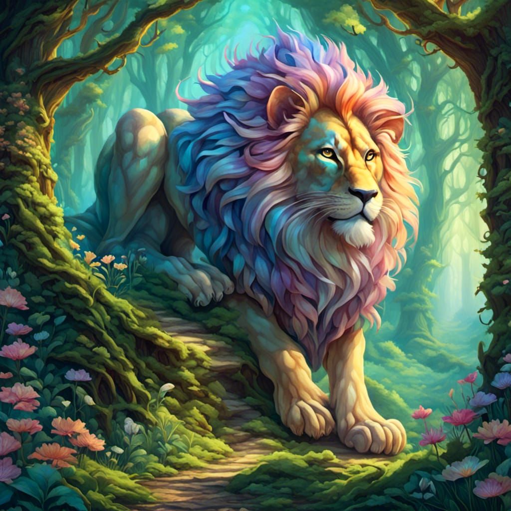  <lora:Glowy painting:1.0> lion