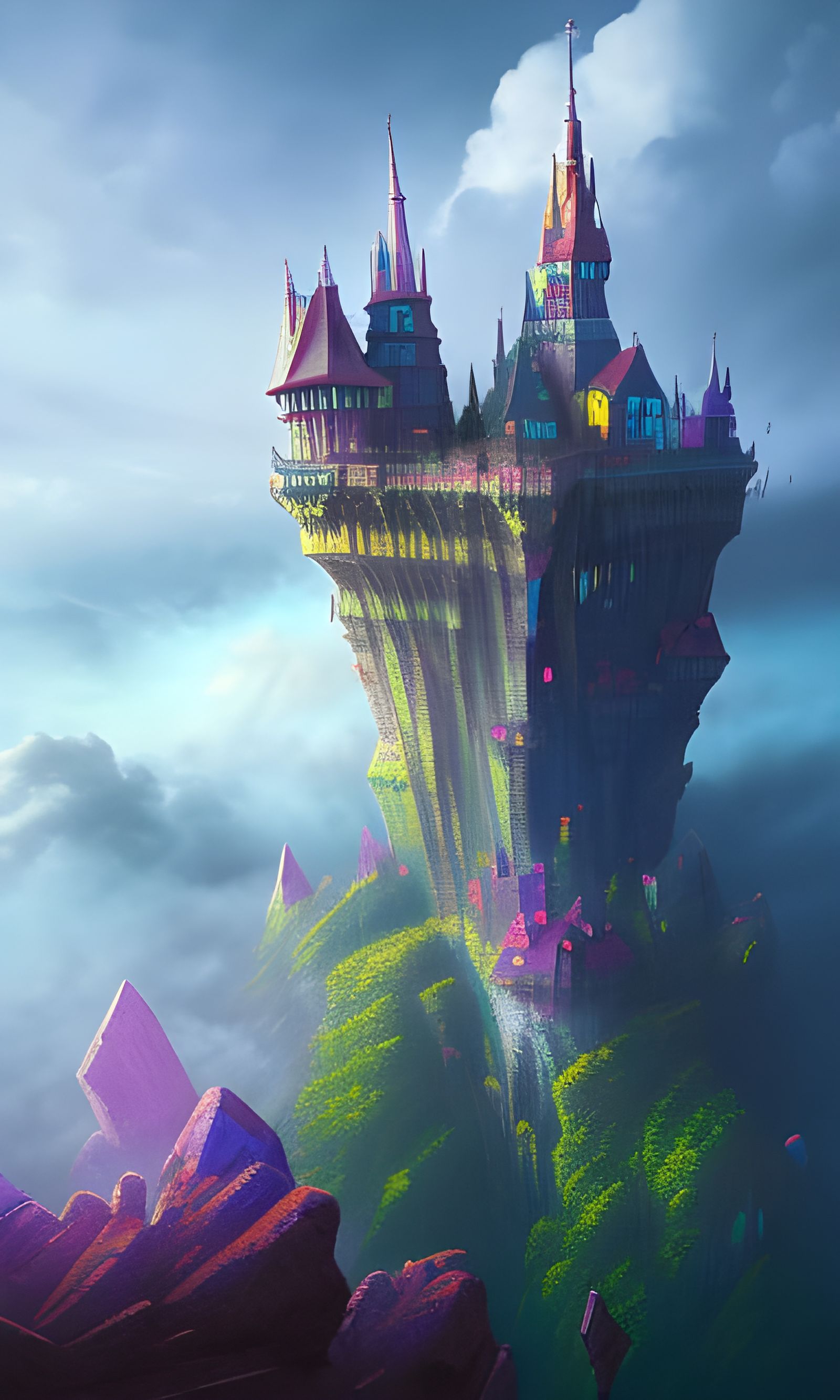 Gemstone Gothic Castle City in the Clouds
