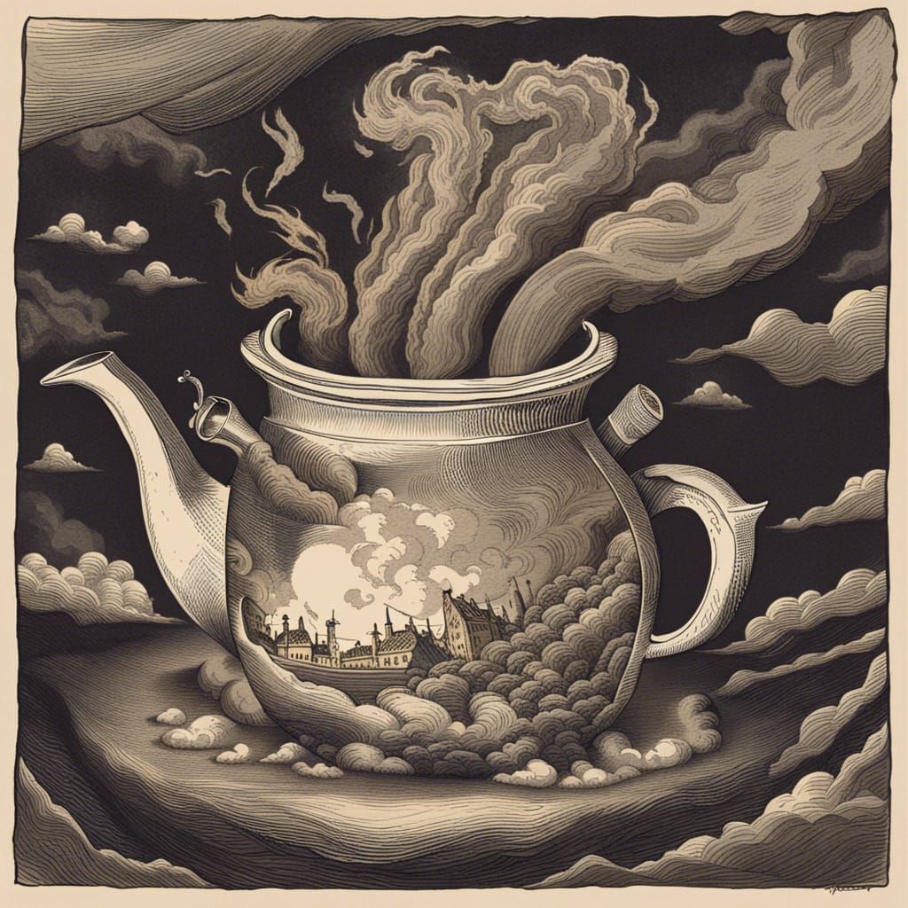 A tempest in a teapot AI Generated Artwork NightCafe Creator