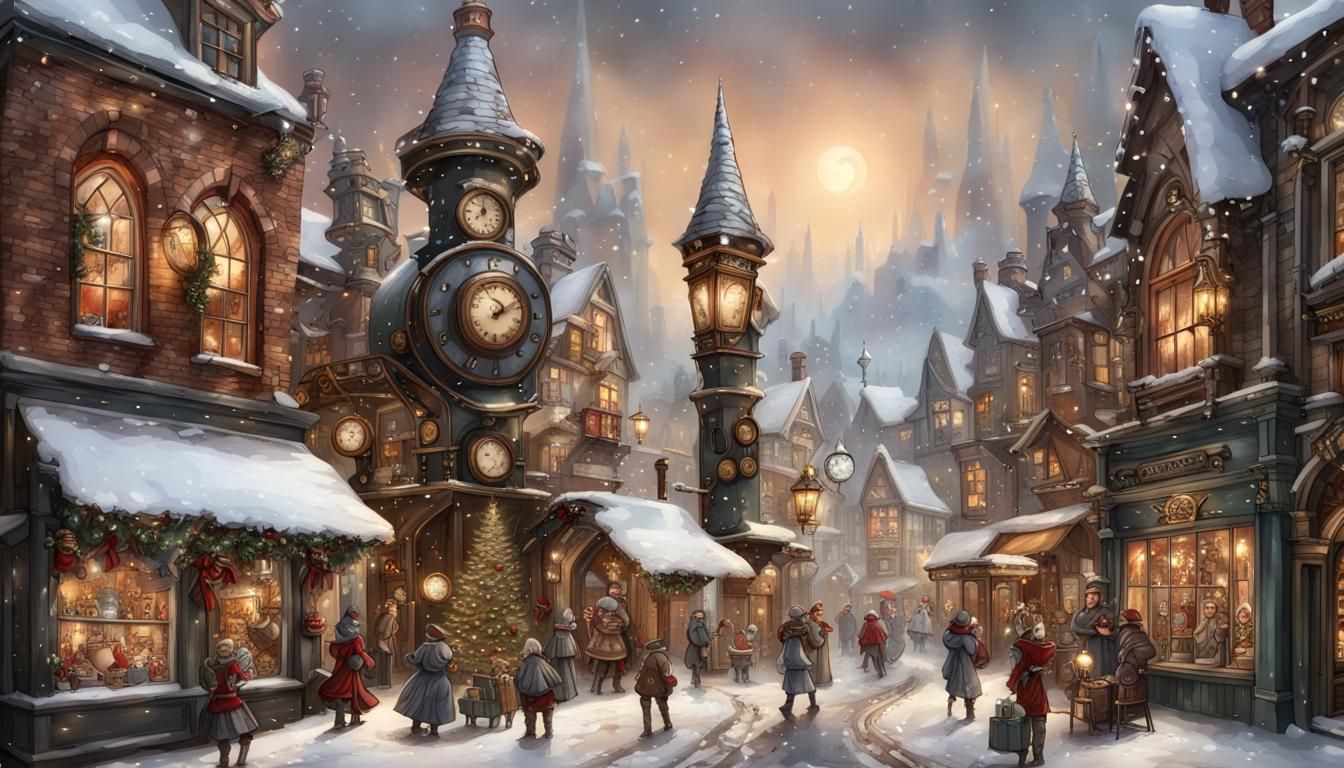 Steampunk Santa's village   by @RianWithAnAI