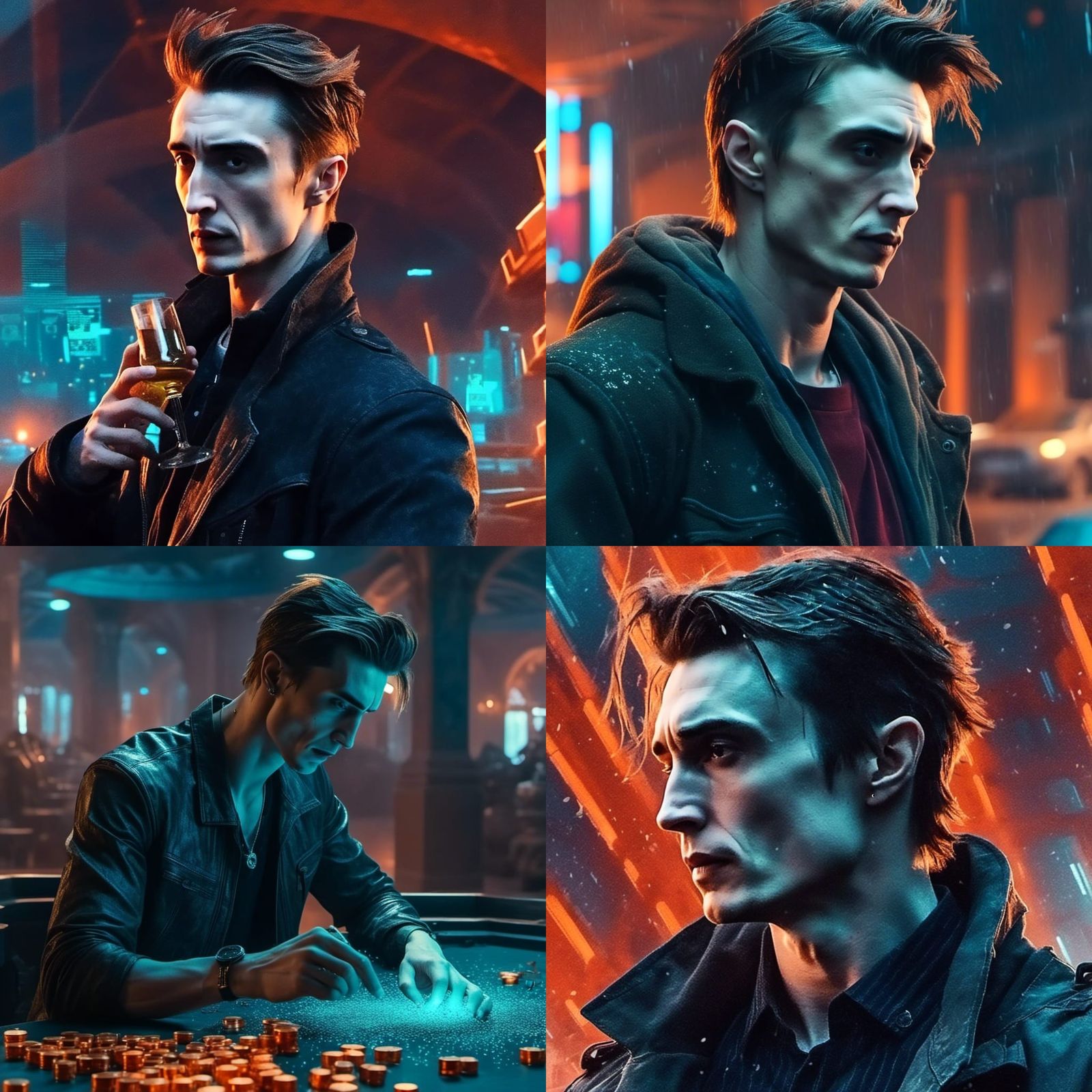 <lora:My Face:1.0> as Neo from Matrix choosing the red or bl...