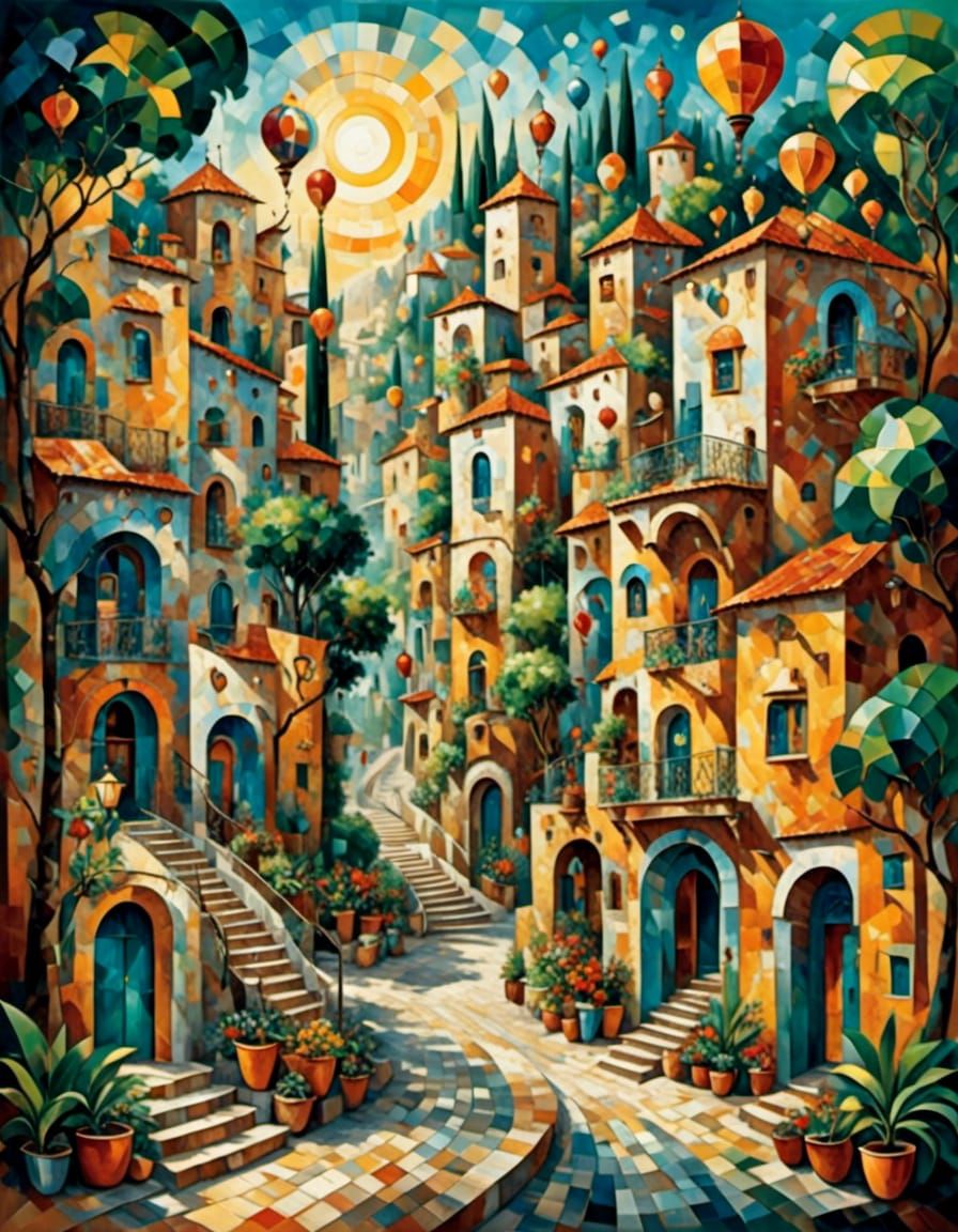 By the style of  Friedensreich Hundertwasser 
A perfect cute...