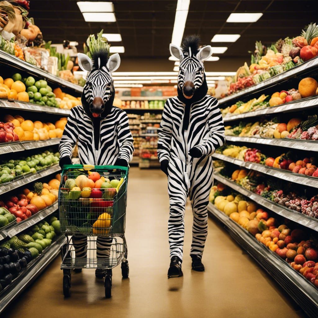 Realistic Zebra doing groceries