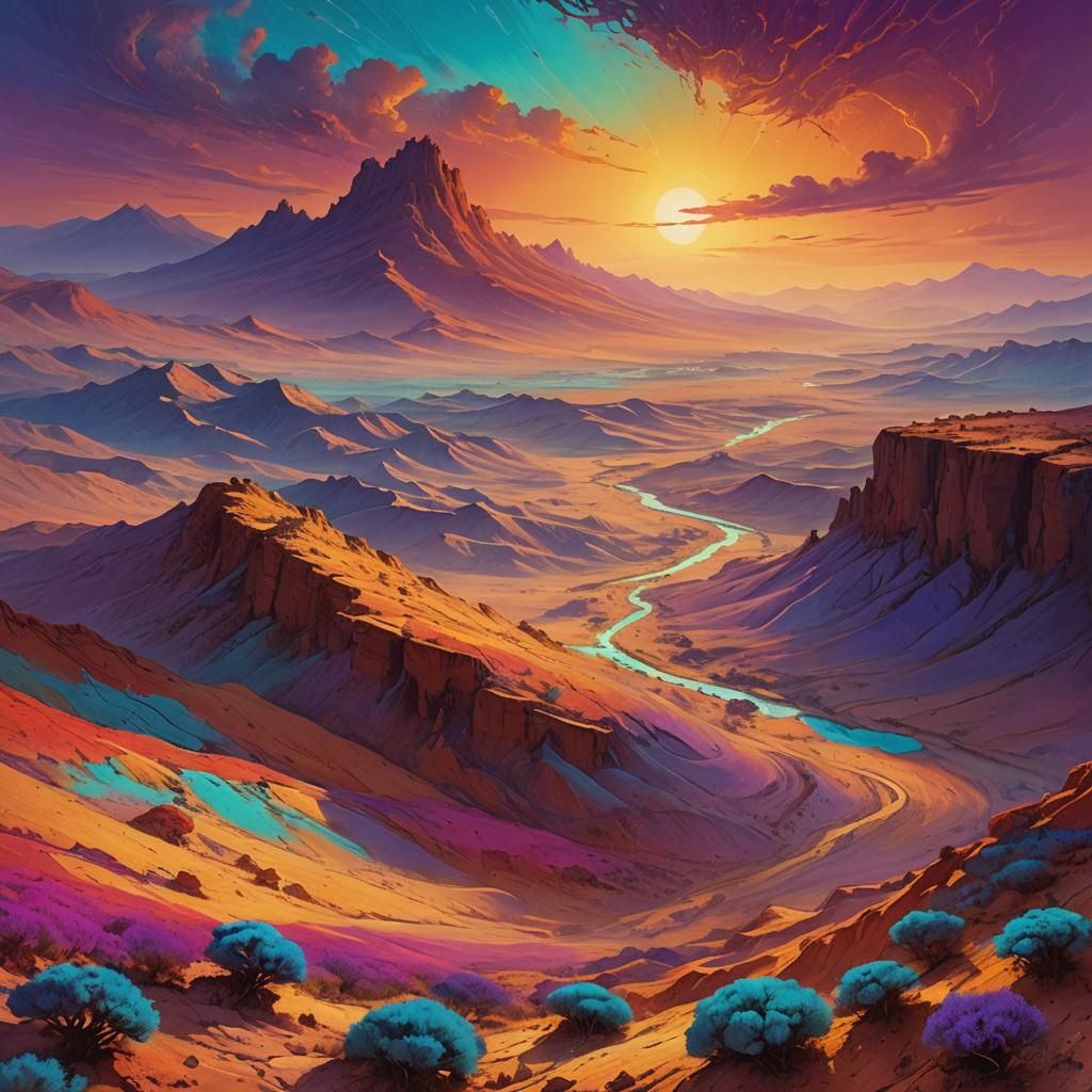 Vibrant Israeli Landscape Inspired by Beksiński