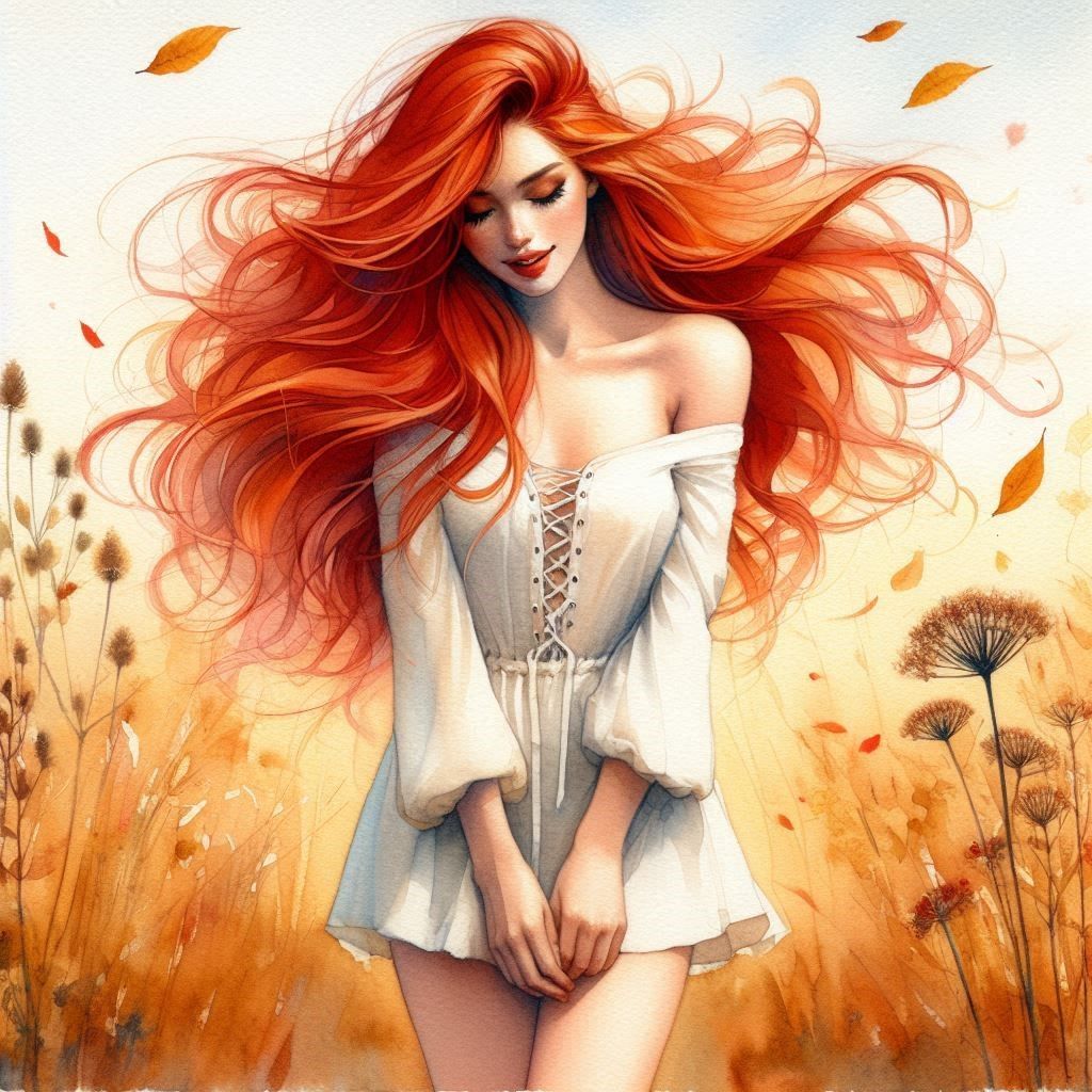 Red Tresses and Falling Leaves.
