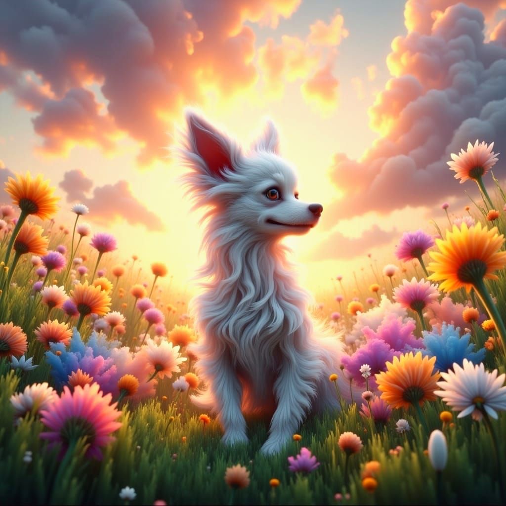 Nicky in a Garden at Sunset