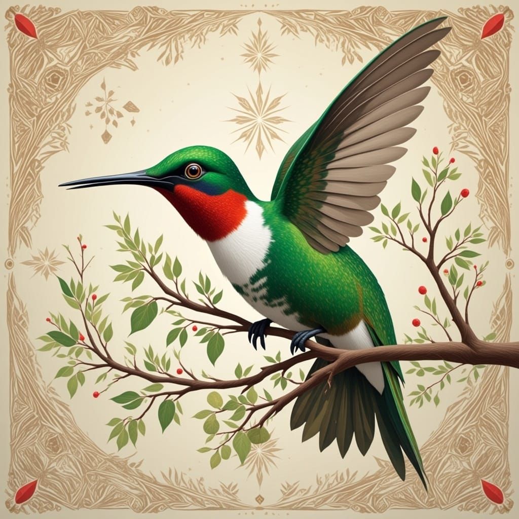 <lora:PEPPERMINT SNOW:1.0> Hummingbird 