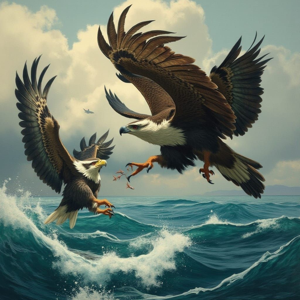 <lora:Epic Birds of Prey:1.0> Birds of prey hunting fish