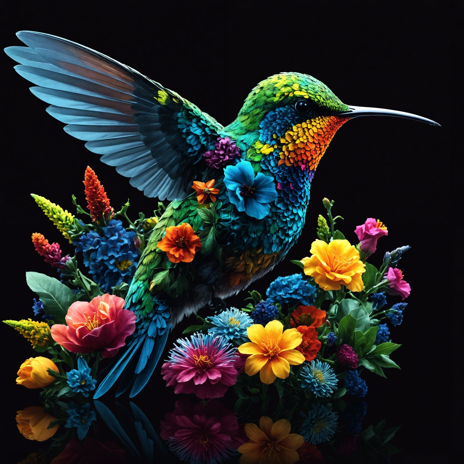 Floral Symphony in Flight  by @Artificial Artistry