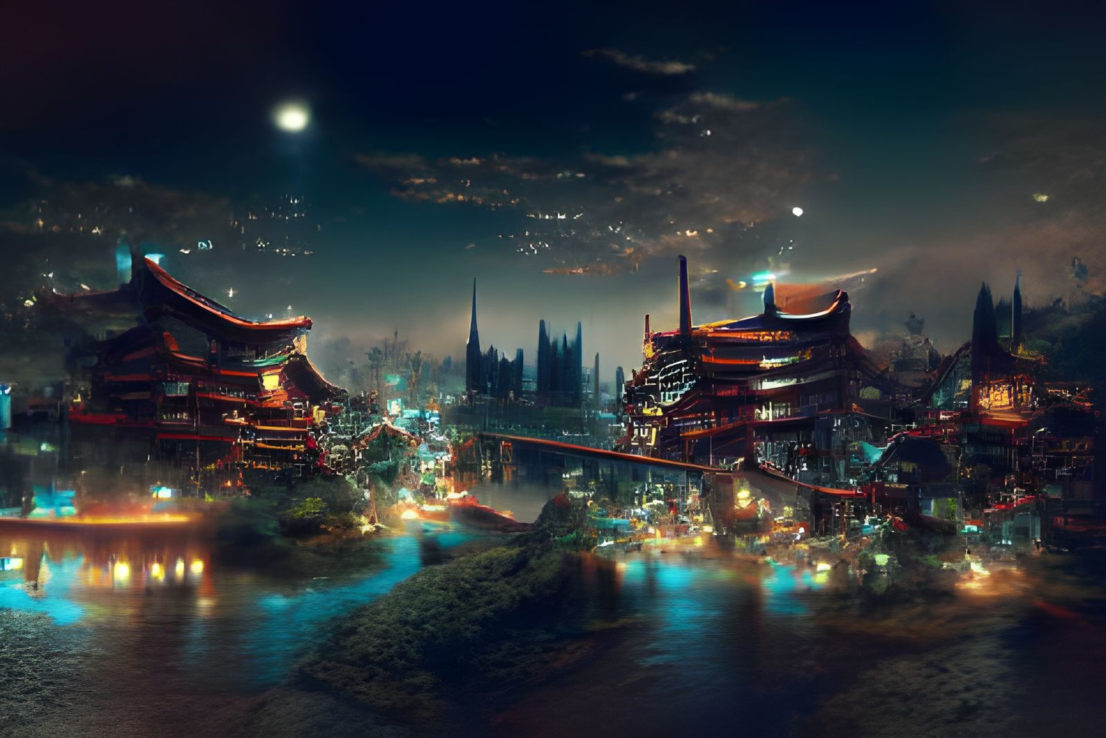 Feudal City at night