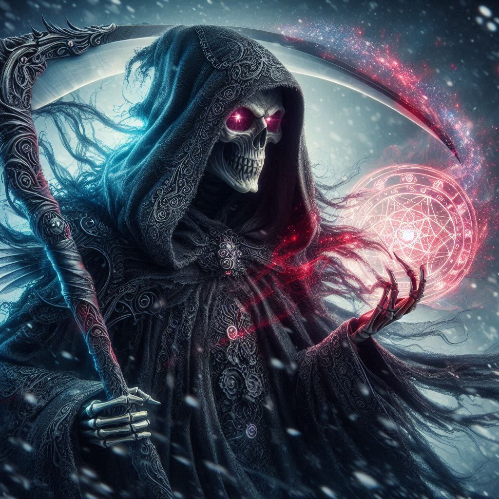 Grim Reaper with Snow / mist background by DALL-E 3 (01)
