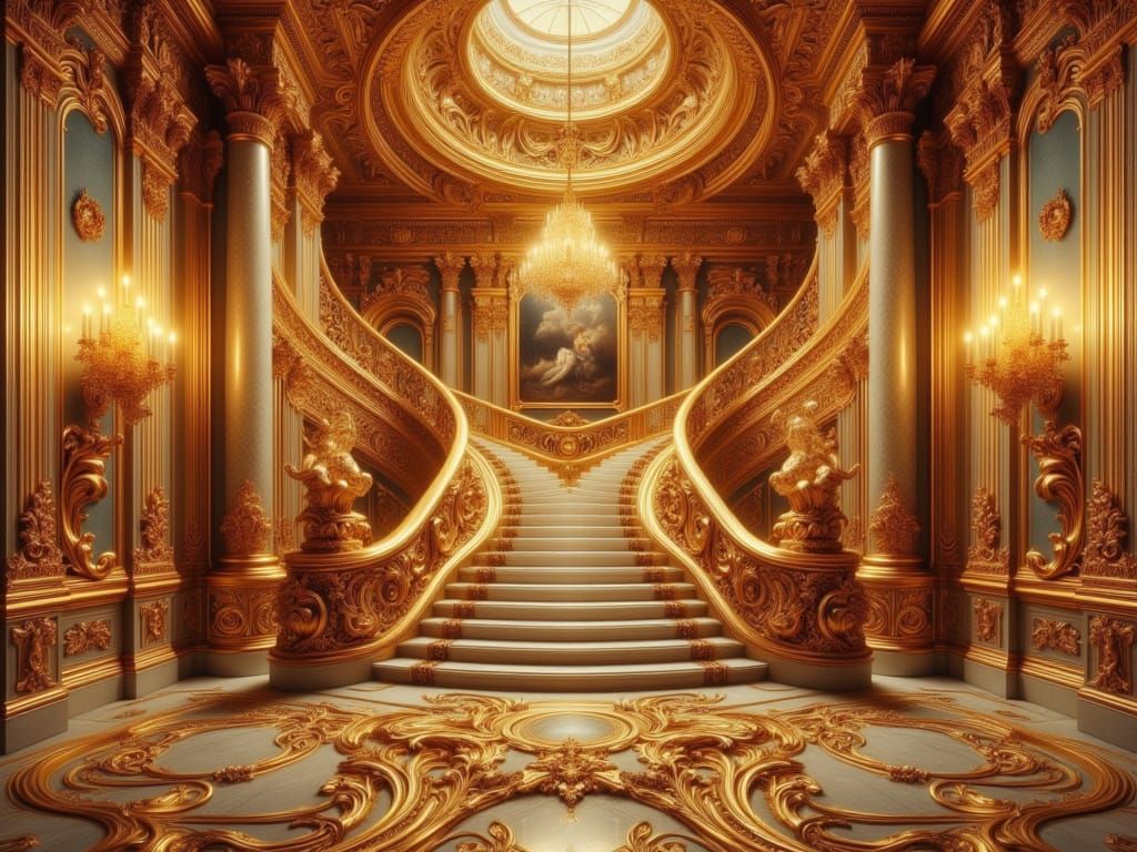 <lora:FiosGoldOpulence:1.0> Magnificent grand staircase