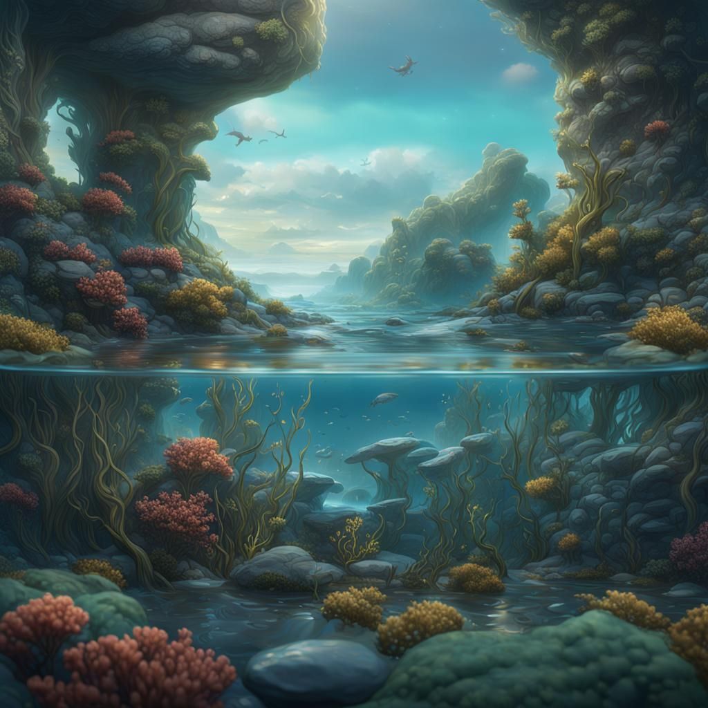 Otters and Seaweed in Glass: Fantasy Concept Art