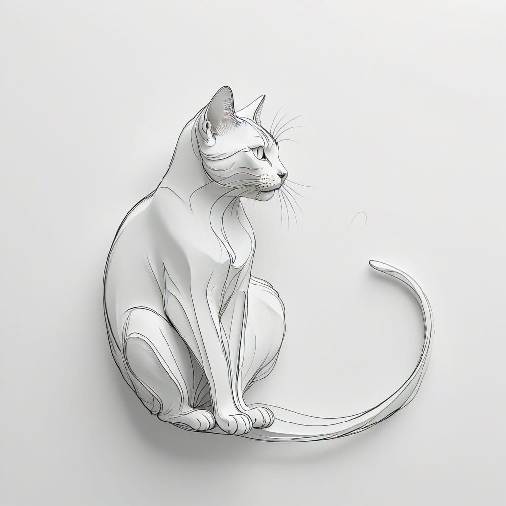 Minimal Line Cat  by @Eha