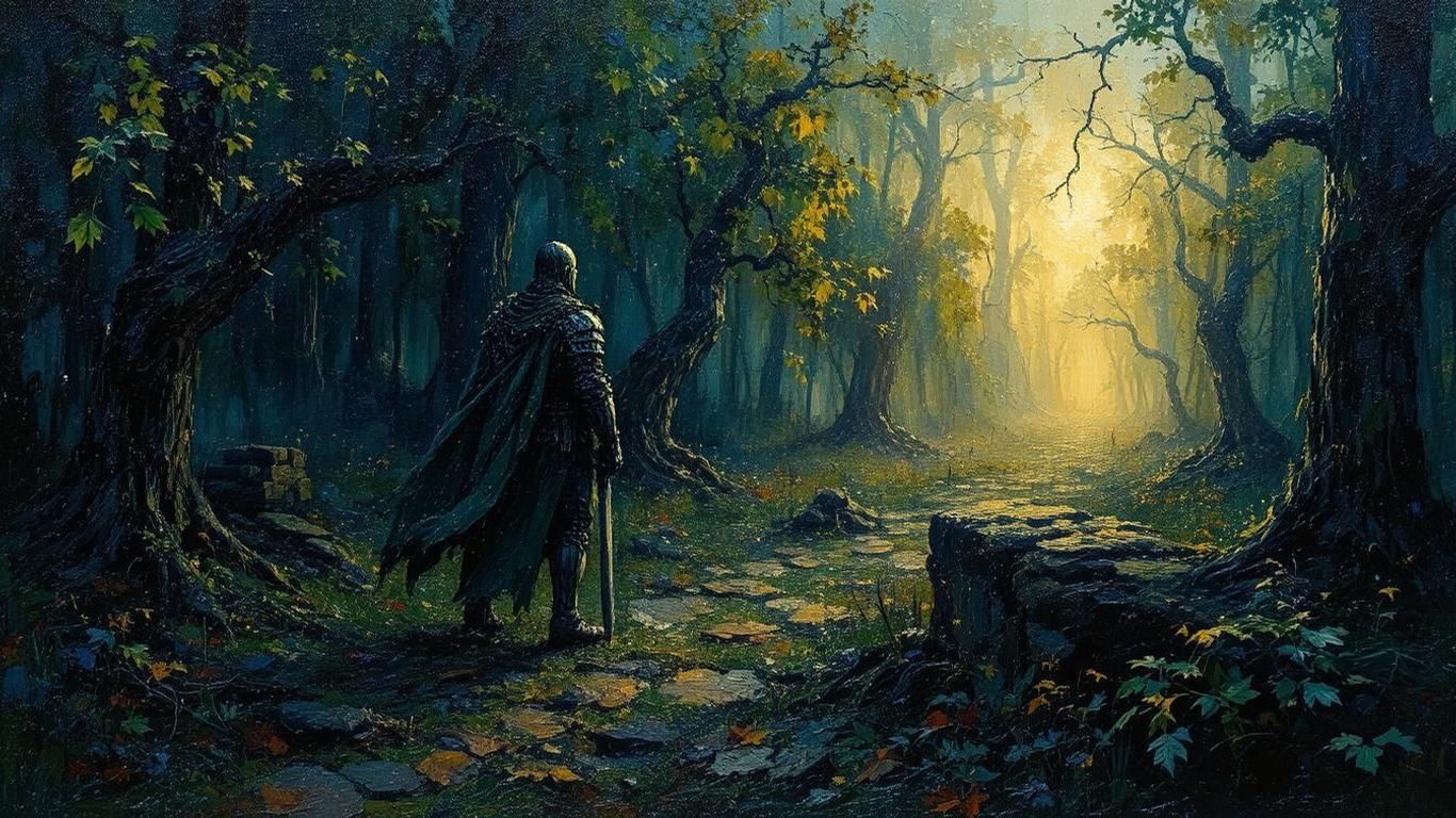 The Green Knight in the enchanted forest