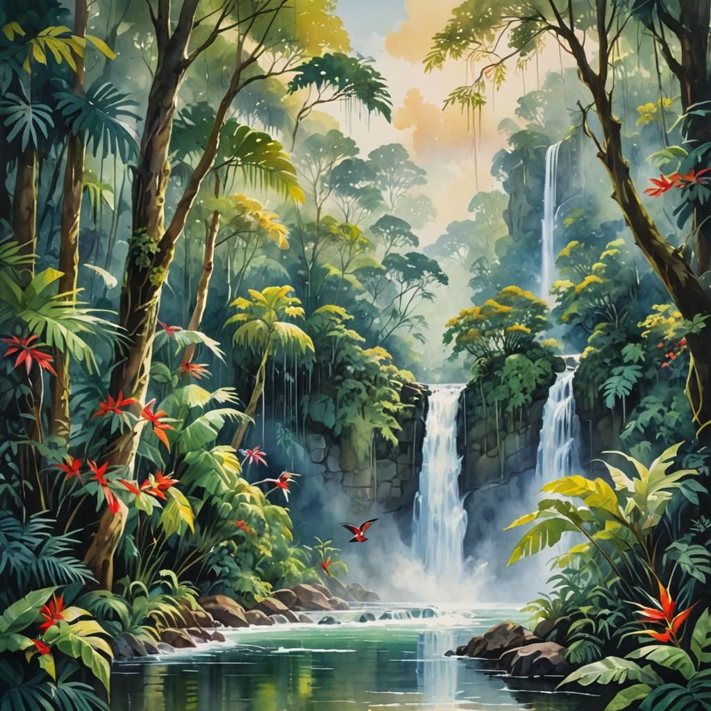 Rainforest waterfall  by @Winter