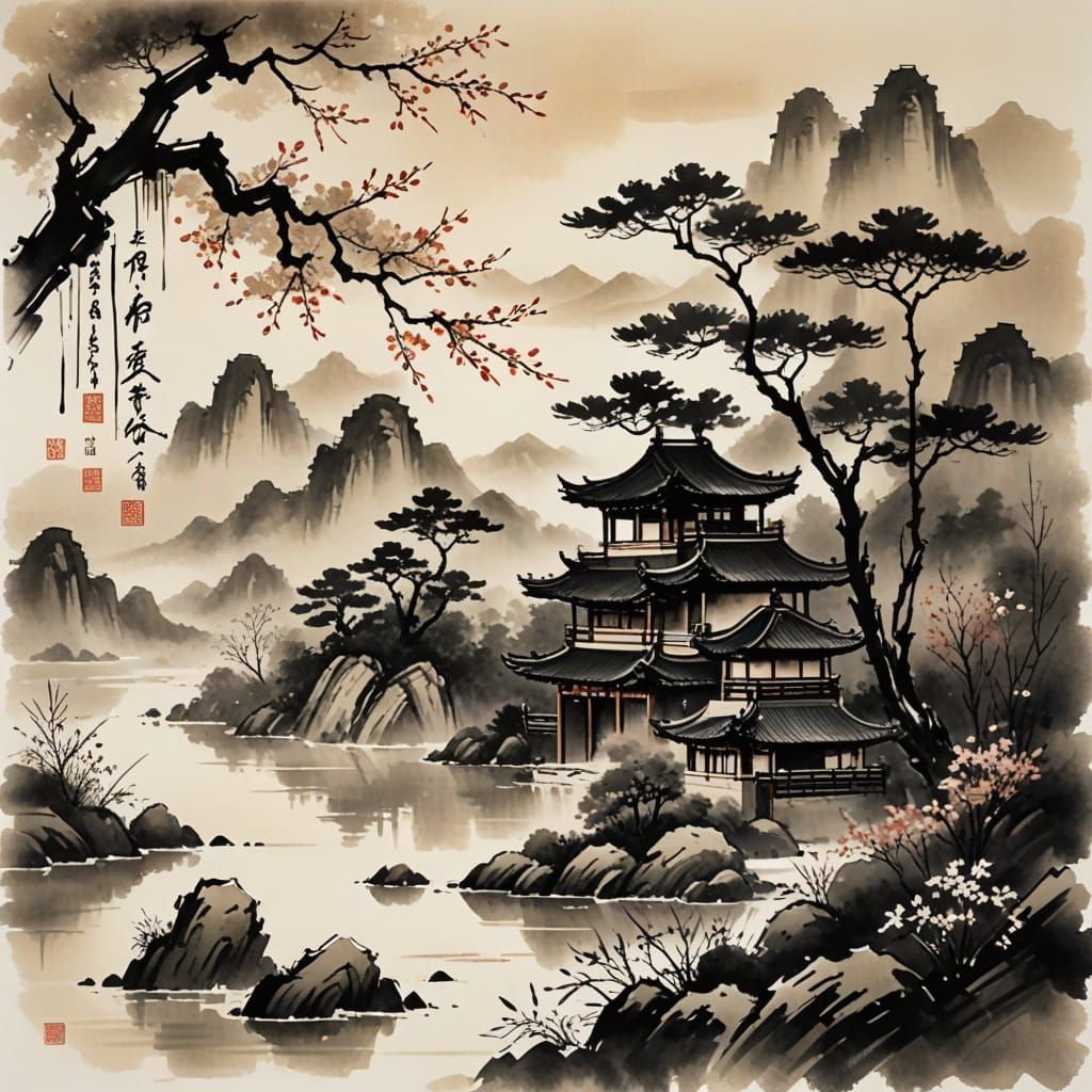 Elegant Traditional Chinese Calligraphy on Rice Paper