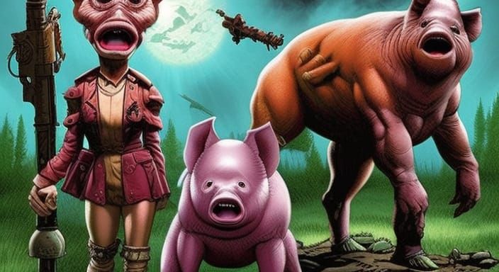 "Pigs (Three Different Ones) " epic eerie dark fantasy actio...