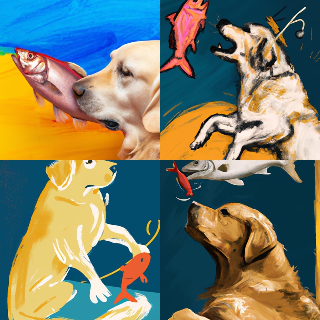 Golden retriever playing catch with a tuna fish that was rec...