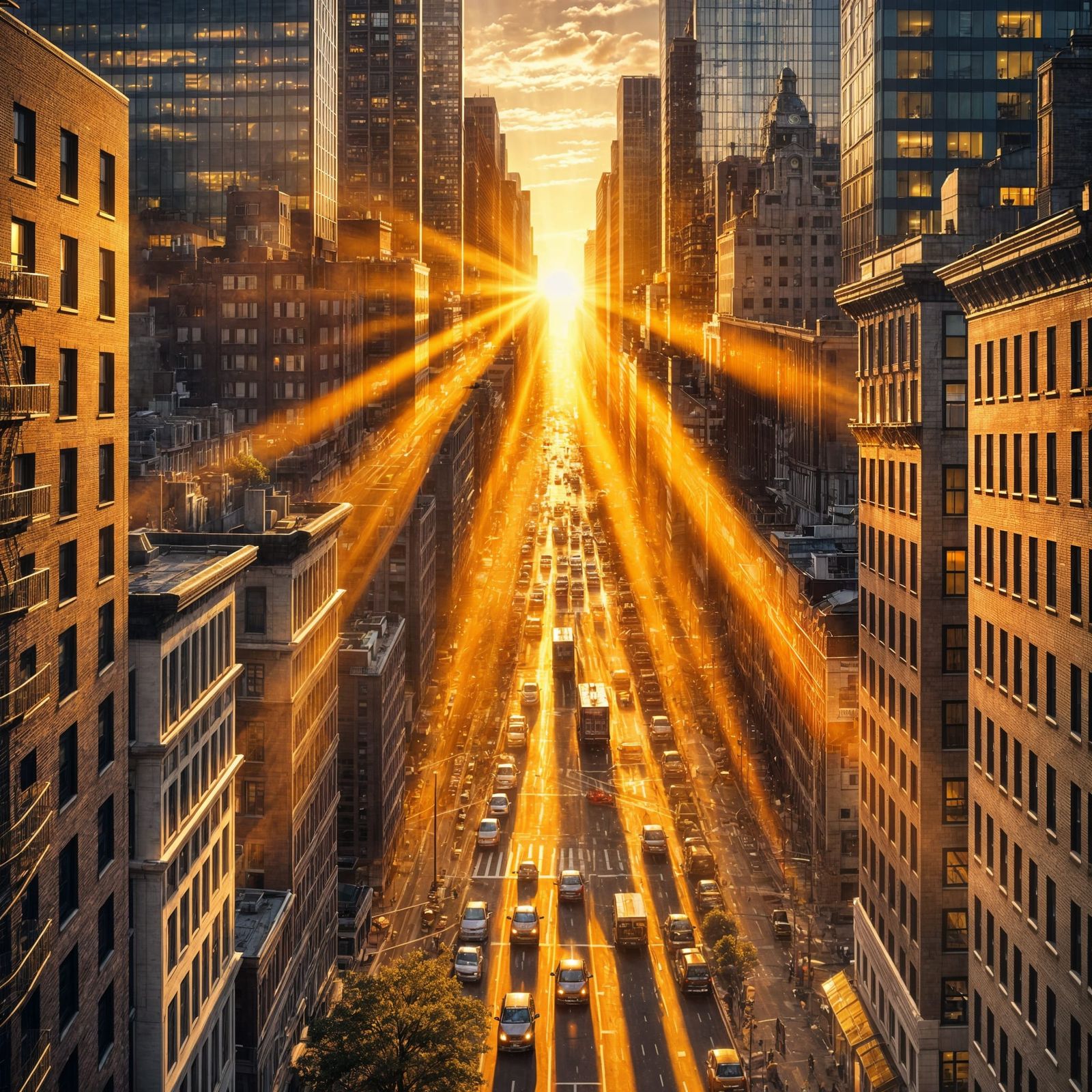 Manhattan Sunset Sun Rays