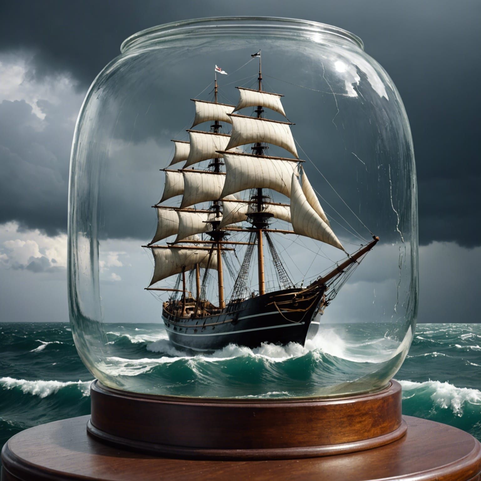 Sailing ship in a jar  by @Fuchsia23