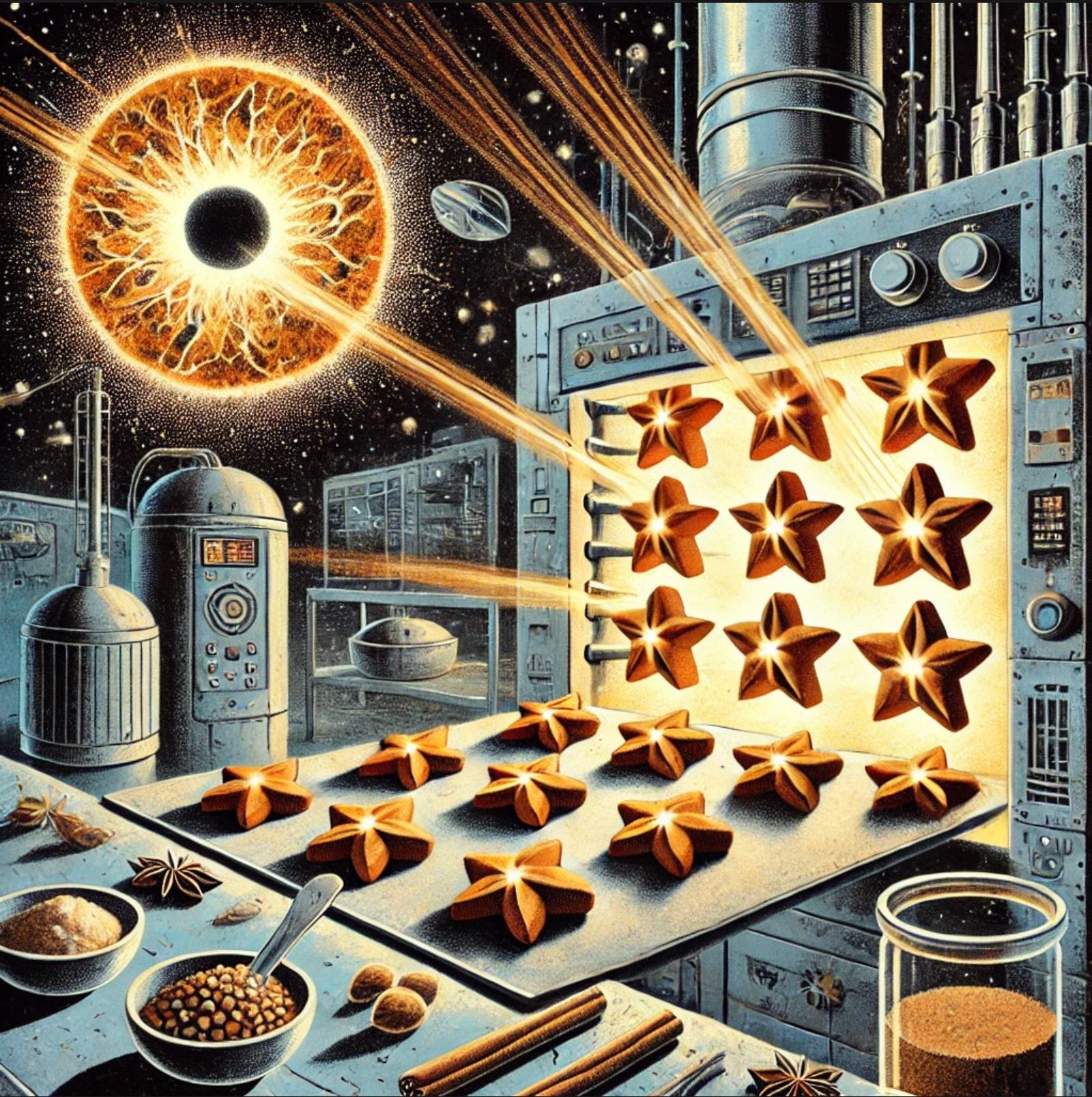 A celestial bakery baking star-shaped autumn pastries